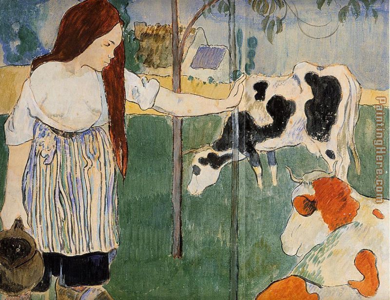 The Milkmaid painting - Paul Gauguin The Milkmaid art painting